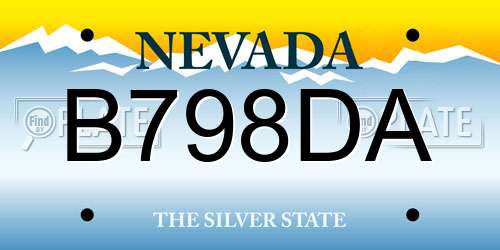 B798DA Nevada License Plate