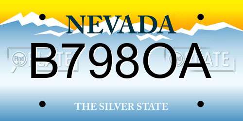B798OA Nevada License Plate