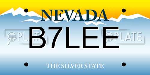 B7LEE Nevada License Plate