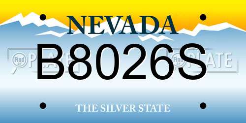 B8026S Nevada License Plate