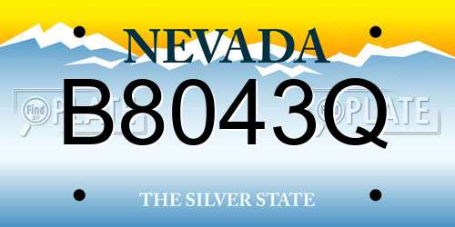 B8043Q Nevada License Plate