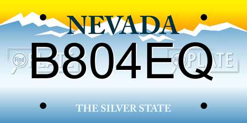 B804EQ Nevada License Plate