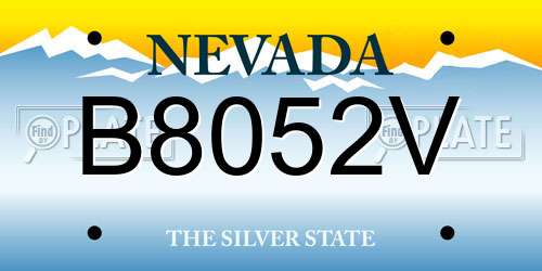 B8052V Nevada License Plate