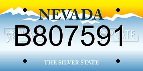 B807591 Nevada License Plate