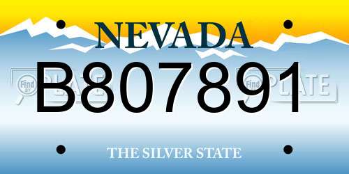 B807891 Nevada License Plate