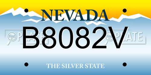 B8082V Nevada License Plate