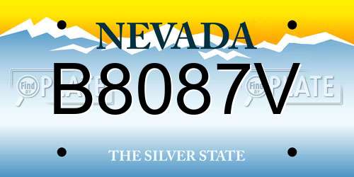 B8087V Nevada License Plate