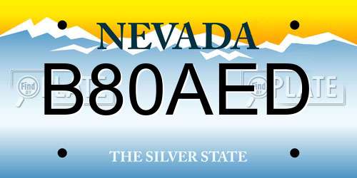 B80AED Nevada License Plate