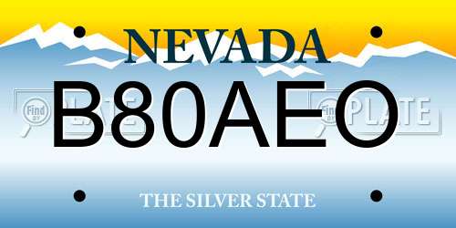 B80AEO Nevada License Plate