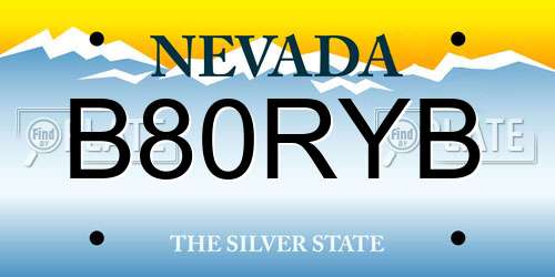 B80RYB Nevada License Plate