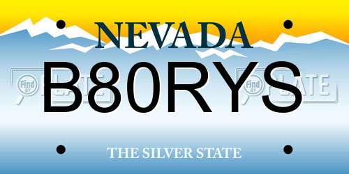 B80RYS Nevada License Plate