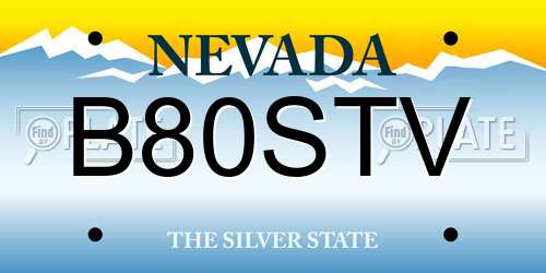 B80STV Nevada License Plate