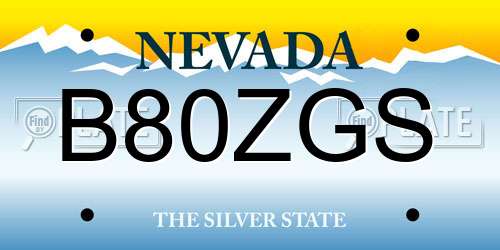B80ZGS Nevada License Plate