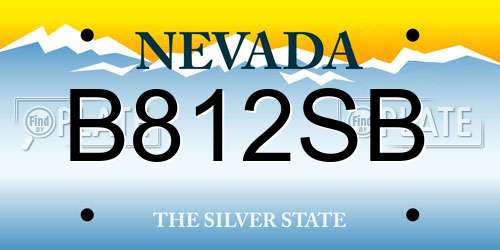B812SB Nevada License Plate