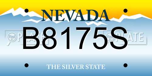 B8175S Nevada License Plate