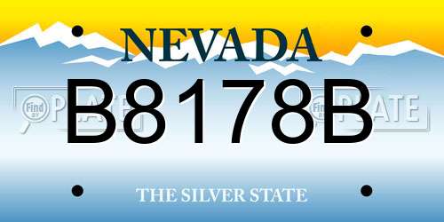 B8178B Nevada License Plate