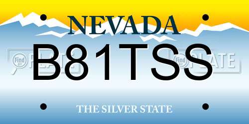 B81TSS Nevada License Plate