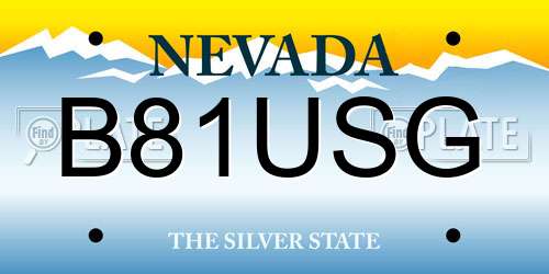 B81USG Nevada License Plate