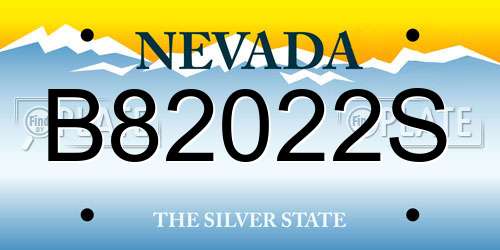 B82022S Nevada License Plate