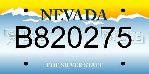 B820275 Nevada License Plate