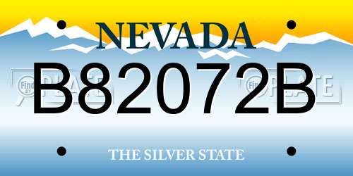 B82072B Nevada License Plate