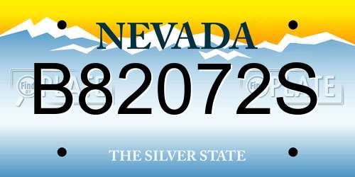 B82072S Nevada License Plate