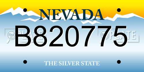 B820775 Nevada License Plate