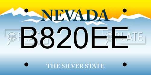 B820EE Nevada License Plate