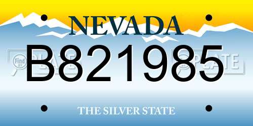 B821985 Nevada License Plate