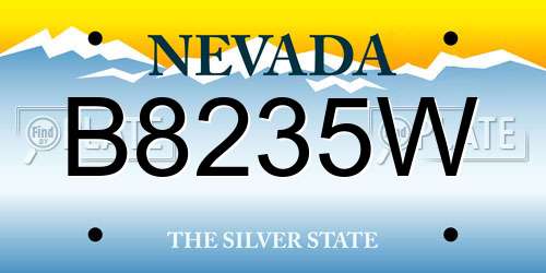 B8235W Nevada License Plate