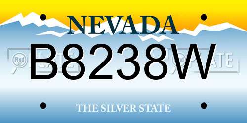 B8238W Nevada License Plate