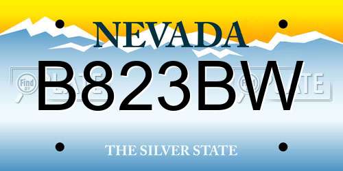 B823BW Nevada License Plate