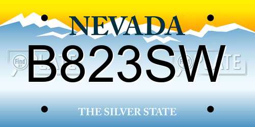 B823SW Nevada License Plate