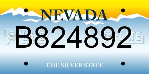 B824892 Nevada License Plate