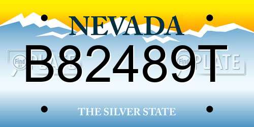 B82489T Nevada License Plate