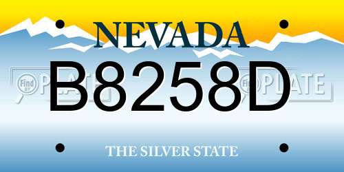 B8258D Nevada License Plate