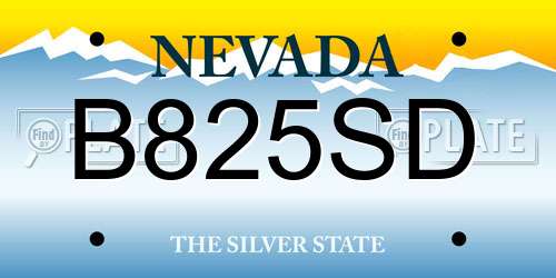 B825SD Nevada License Plate