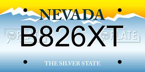 B826XT Nevada License Plate