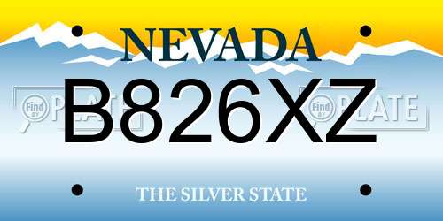 B826XZ Nevada License Plate