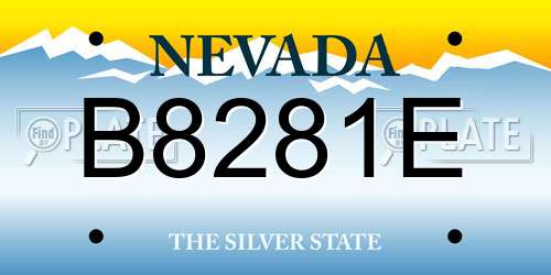 B8281E Nevada License Plate