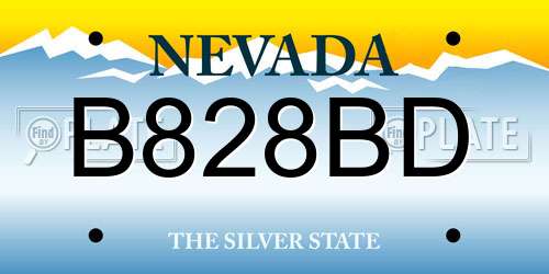 B828BD Nevada License Plate
