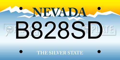 B828SD Nevada License Plate