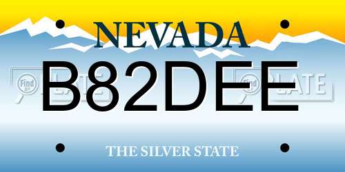 B82DEE Nevada License Plate