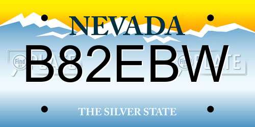 B82EBW Nevada License Plate