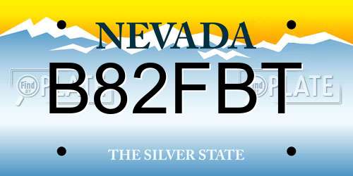 B82FBT Nevada License Plate