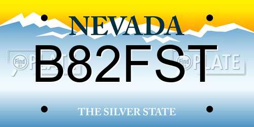 B82FST Nevada License Plate