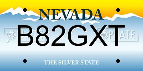 B82GXT Nevada License Plate
