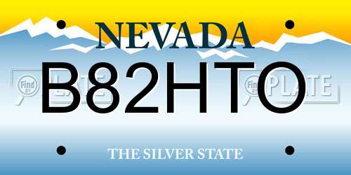 B82HTO Nevada License Plate