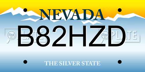 B82HZD Nevada License Plate