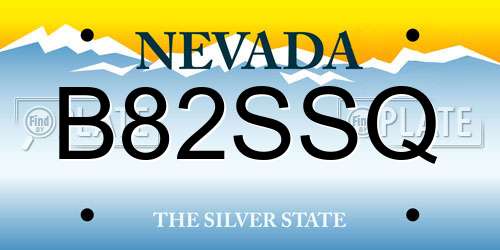 B82SSQ Nevada License Plate